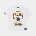 Exclusive San Diego Padres City Tour Drop Shoulder Mens Short Sleeve Shirt (White) — S — Front View