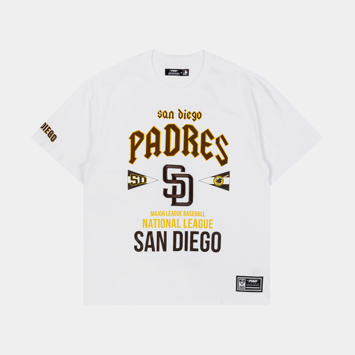 Exclusive San Diego Padres City Tour Drop Shoulder Mens Short Sleeve Shirt (White) — S — Front View