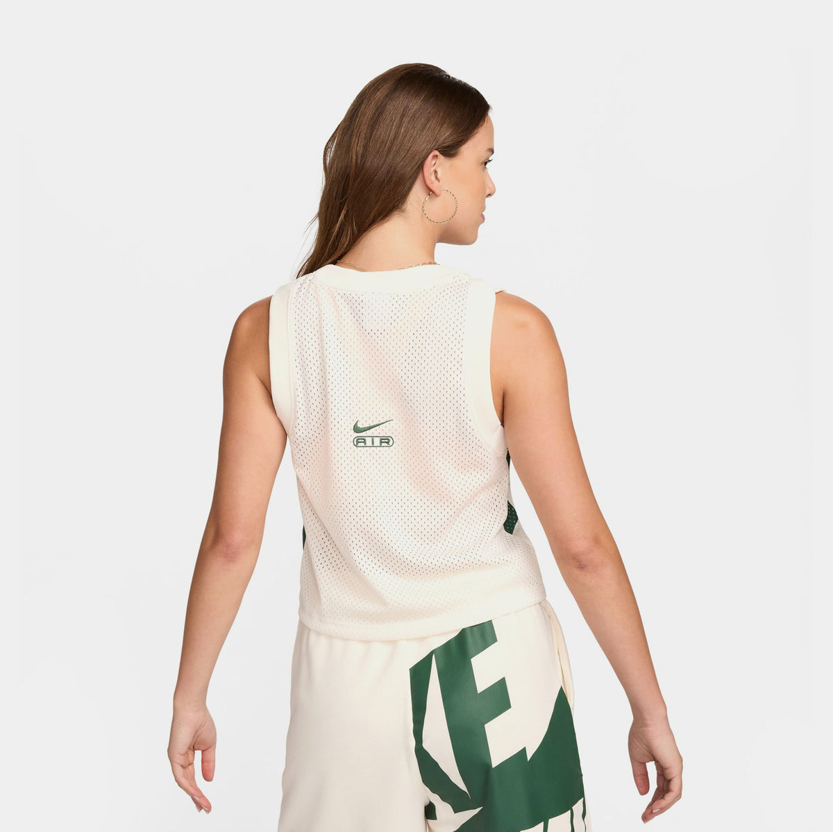 Exclusive Air Mesh Tank Womens Jersey (Pale Ivory/Fir) — XS — Side View