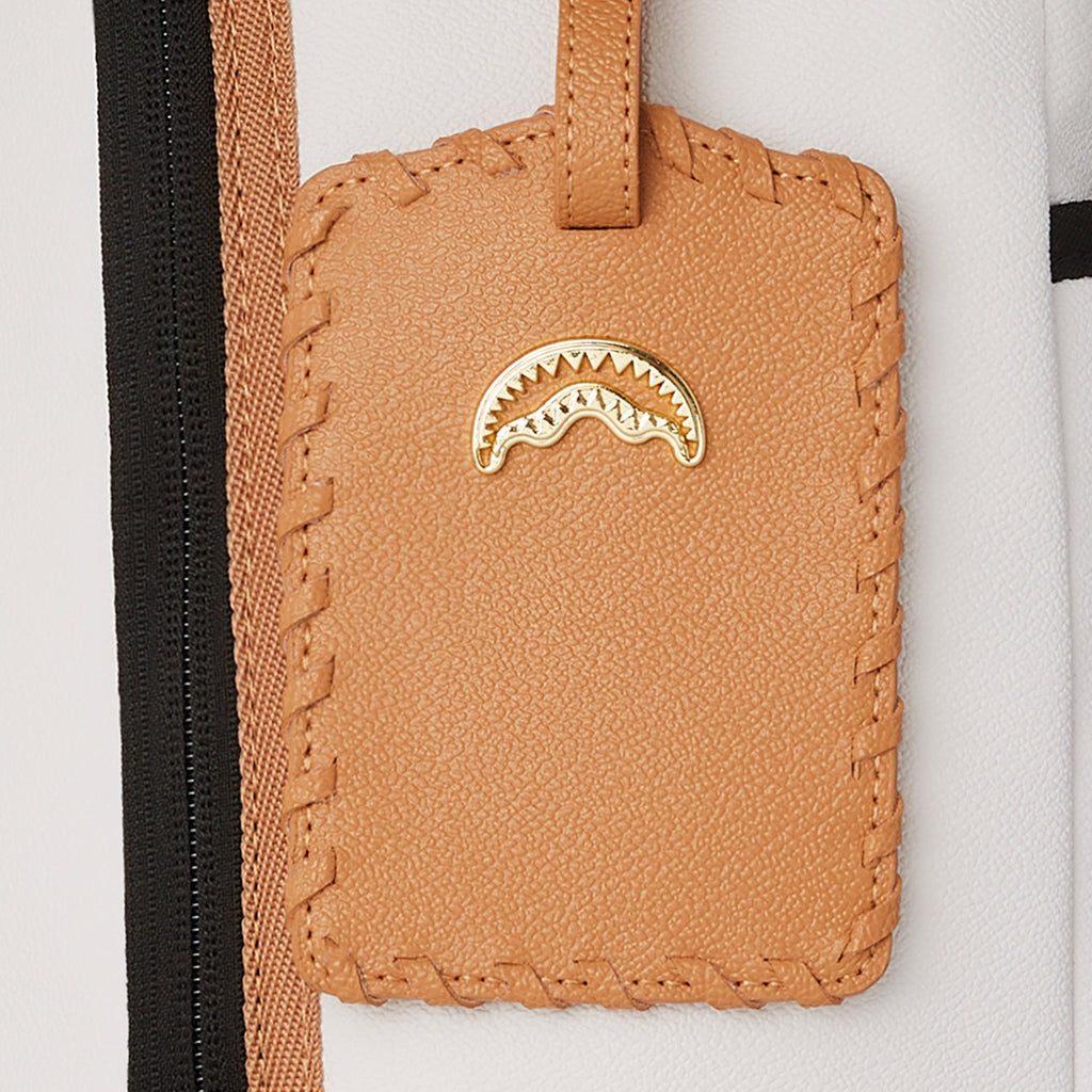 Exclusive Catamaran Embossed Mens Backpack (White/Beige) — OS — Top View