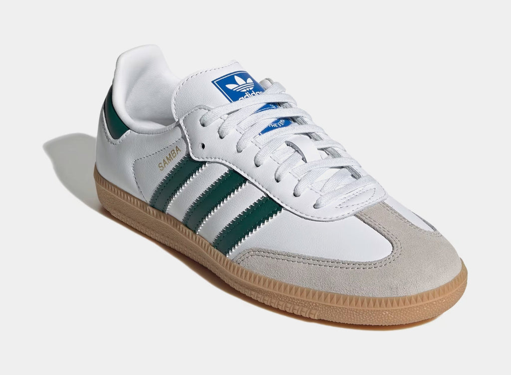 Exclusive Samba OG Grade School Lifestyle Shoes (Cloud White/Collegiate Green/Gum) — 3.5Y — Side View