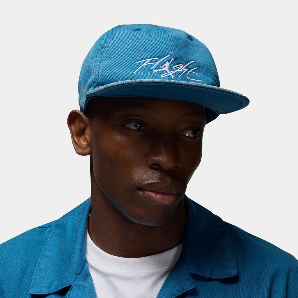 Exclusive Flight Pro Unstructured 5 Panel Cap Mens Hat (Blue/White) — S/M — Front View