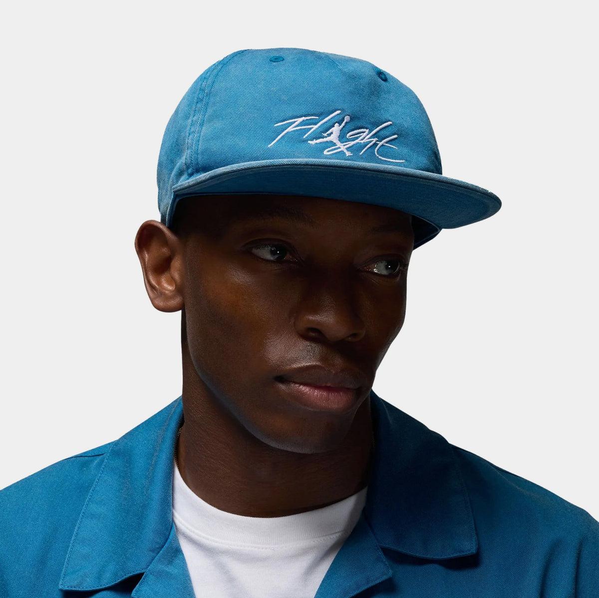 Exclusive Flight Pro Unstructured 5 Panel Cap Mens Hat (Blue/White) — S/M — Front View