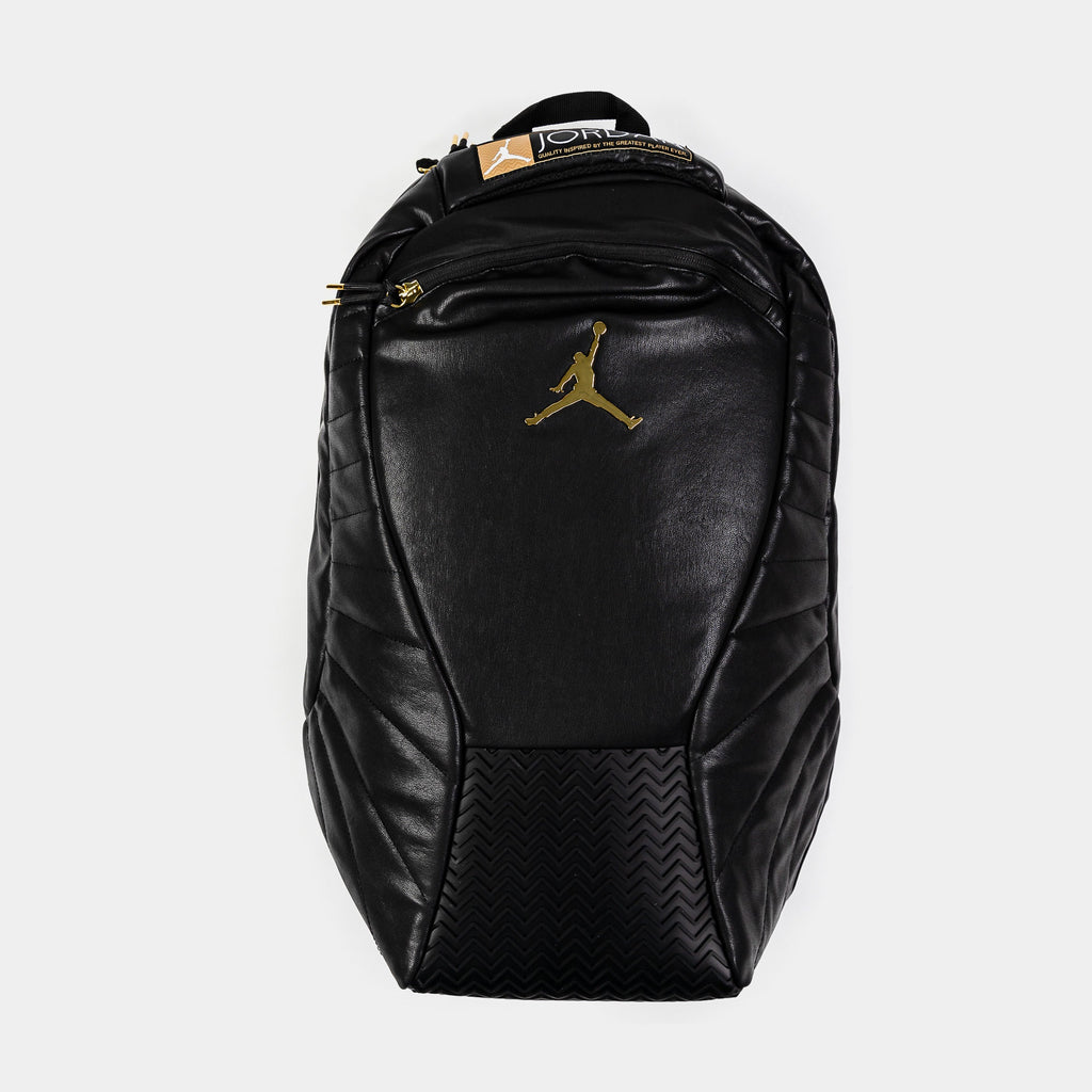 Exclusive Air Jordan 12 Retro Mens Backpack (Black/Gold) — OS — Front View