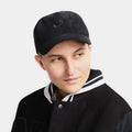 Exclusive Unstructured Corduroy Cap Mens Hat (Black) — S/M — Front View