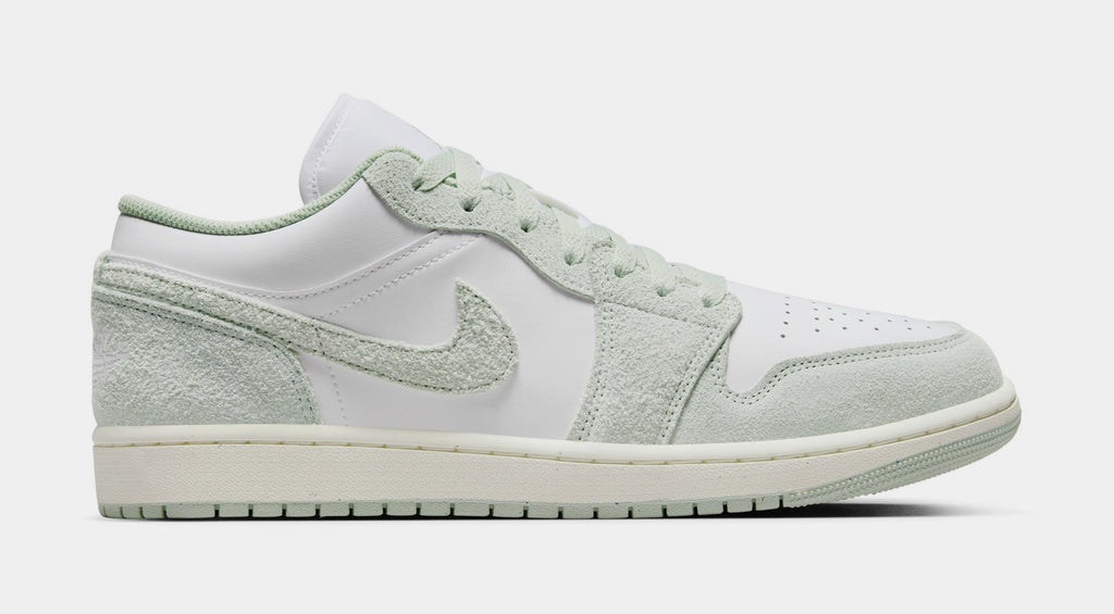 Exclusive Air Jordan 1 Low SE Mens Lifestyle Shoes (White/Seafoam/Sail) — 7 — Front View