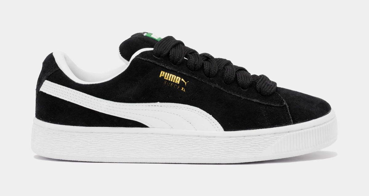 Exclusive Suede XL Mens Lifestyle Shoes (Black/White) — 4 — Front View