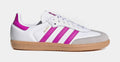 Exclusive Samba OG Grade School Lifestyle Shoes (Cloud White/Purple Burst/Gum) — 3.5Y — Front View