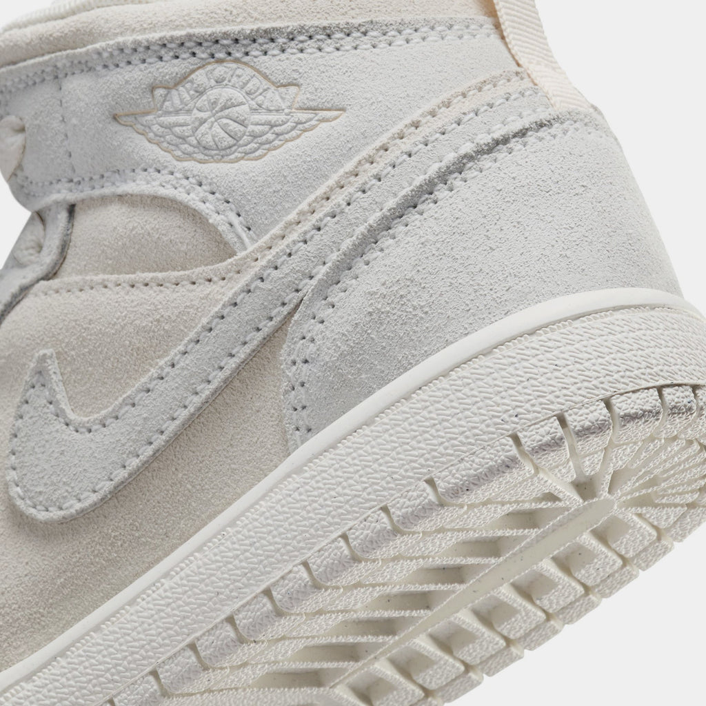 Exclusive Air Jordan 1 Mid SE Craft Preschool Lifestyle Shoes (Pale Ivory/Legend Light Brown/Sail) — 10.5C — Back View