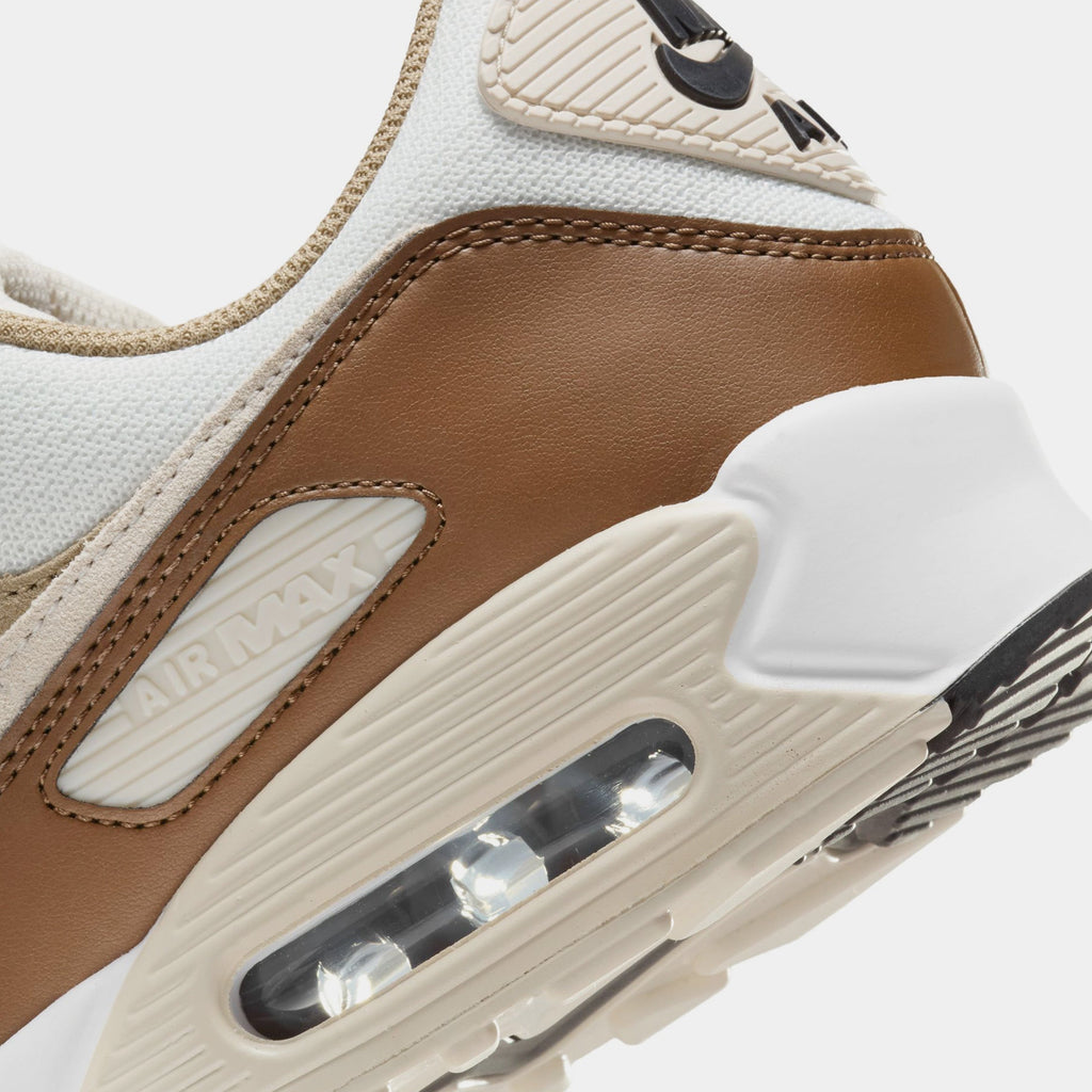 Exclusive Air Max 90 Mens Lifestyle Shoes (Summit White/Khaki/Black) — 6 — Back View