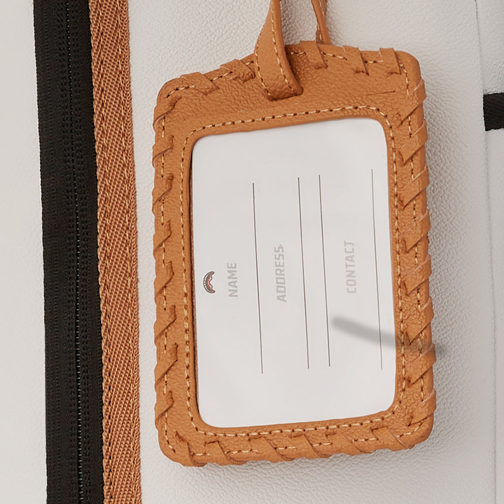 Exclusive Catamaran Embossed Mens Backpack (White/Beige) — OS — Detail View