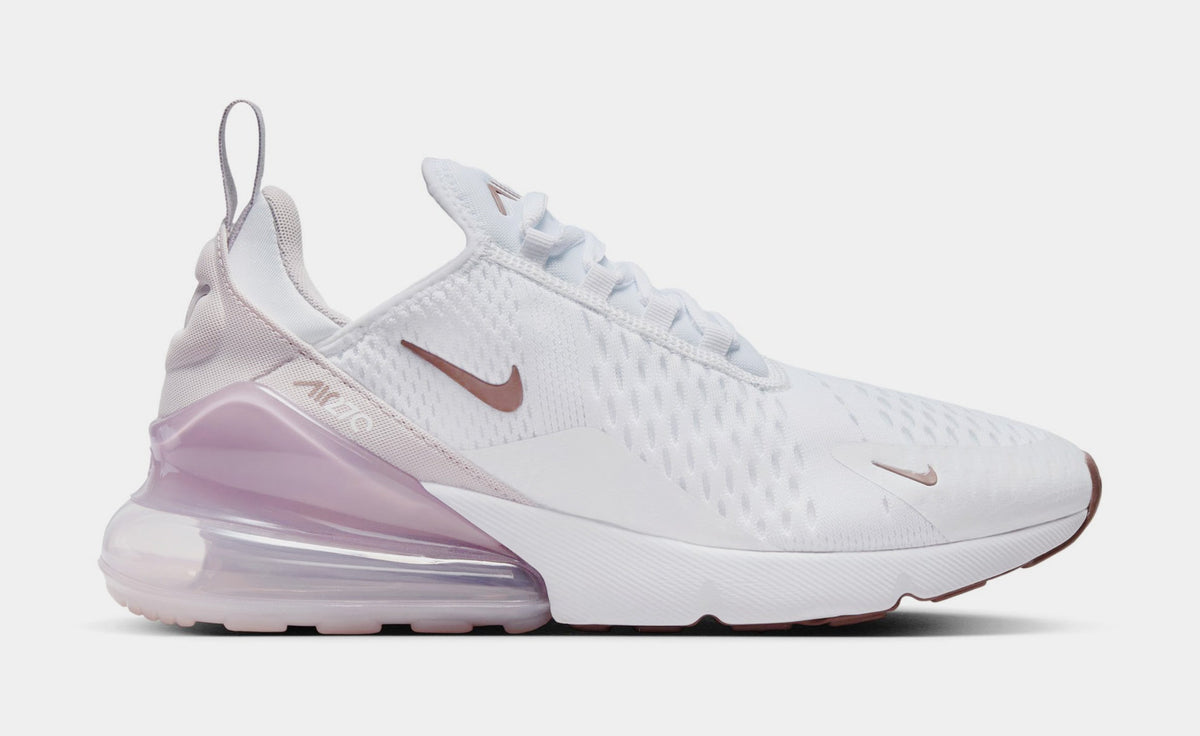 Exclusive Air Max 270 Womens Running Shoes (White/Platinum Violet/Smokey Mauve/Black) — 5 — Front View