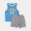 Exclusive 23 Jersey Tank and Shorts Preschool Set (Blue/Grey) — 4 — Front View