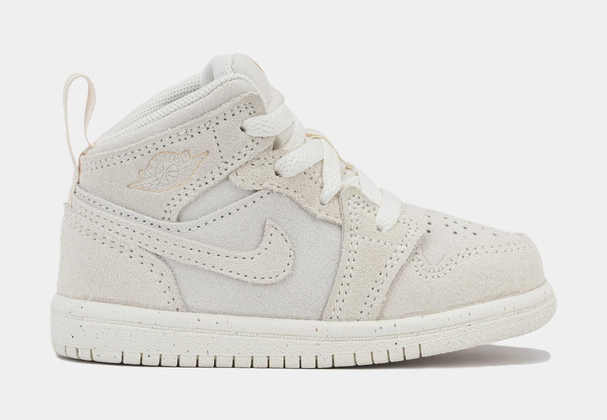 Exclusive Air Jordan 1 Mid SE Craft Infant Toddler Lifestyle Shoes (Pale Ivory/Sail) — 2C — Front View