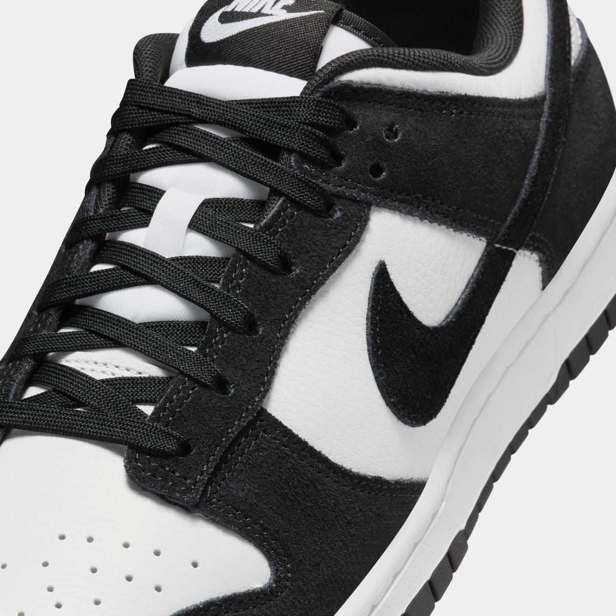 Exclusive Dunk Low Retro SE Suede Mens Lifestyle Shoes (Black/White) — 4 — Side View