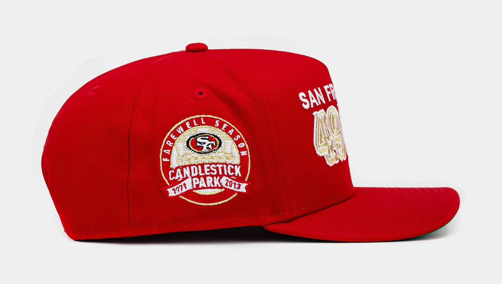 Exclusive Shoe Palace Exclusive San Francisco 49ers Bold Curve 950AF Snapback Mens Hat (Red/Gold) — OS — Side View