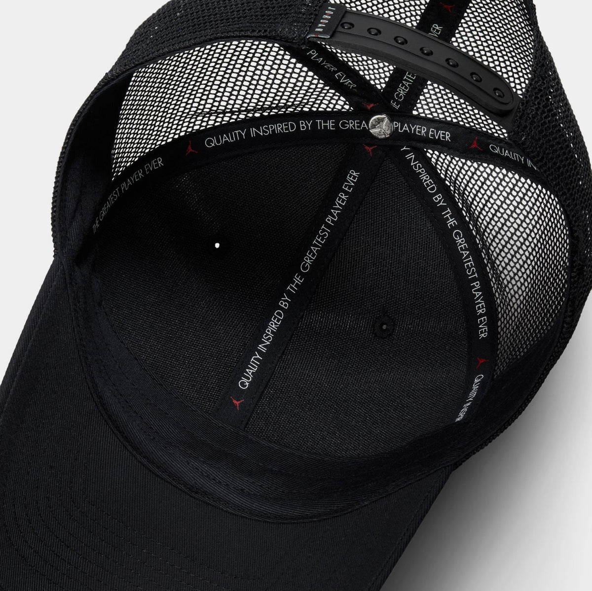 Exclusive Rise Structured Trucker Mens Hat (Black/White) — S/M — Side View