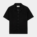 Exclusive Checkered Knit Mens Short Sleeve Shirt (Black) — S — Front View