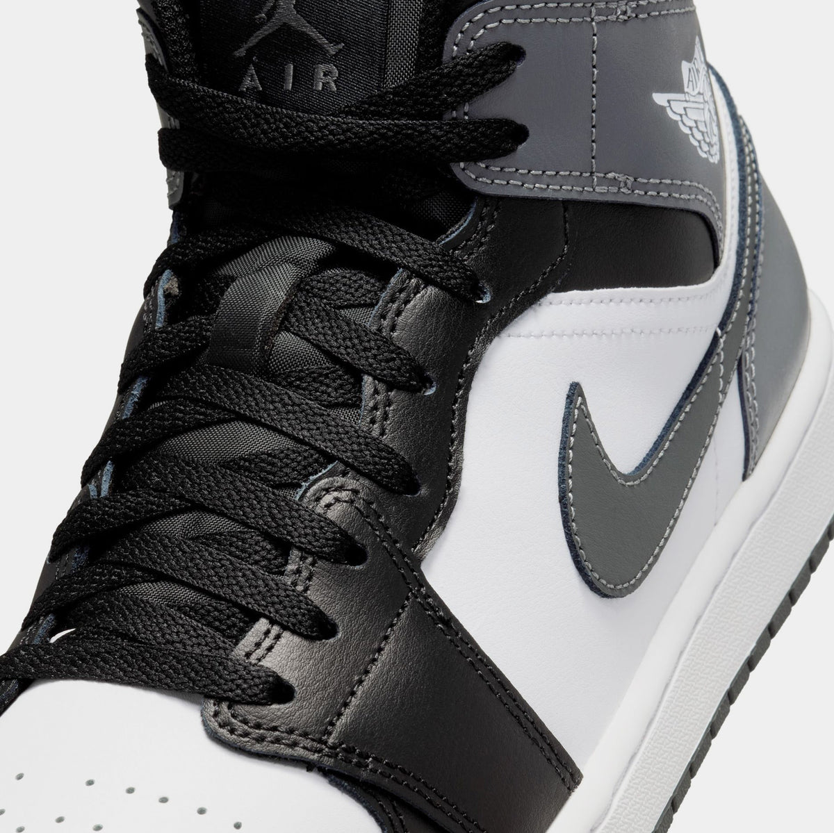 Exclusive Air Jordan 1 Retro Mid Iron Grey Mens Lifestyle Shoes (Black/Iron Grey/White) — 7 — Side View