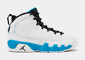 Exclusive Air Jordan 9 Retro Powder Blue Grade School Lifestyle Shoes (Summit White/Black/Powder Blue) — 3.5Y — Front View