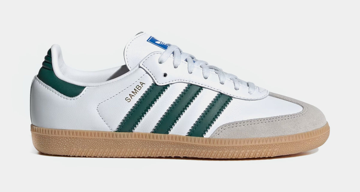 Exclusive Samba OG Grade School Lifestyle Shoes (Cloud White/Collegiate Green/Gum) — 3.5Y — Front View