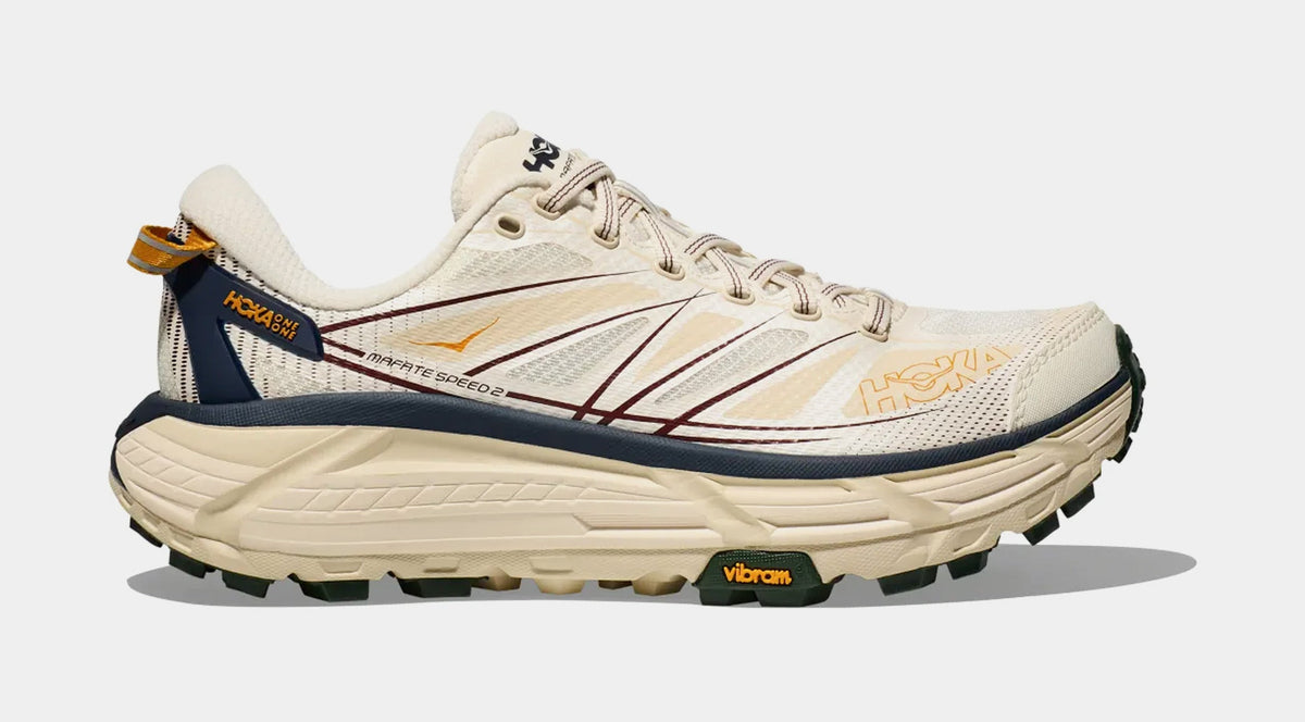 Exclusive Mafate Speed 2 Womens Running Shoes (Beige/Black) — 4 — Front View