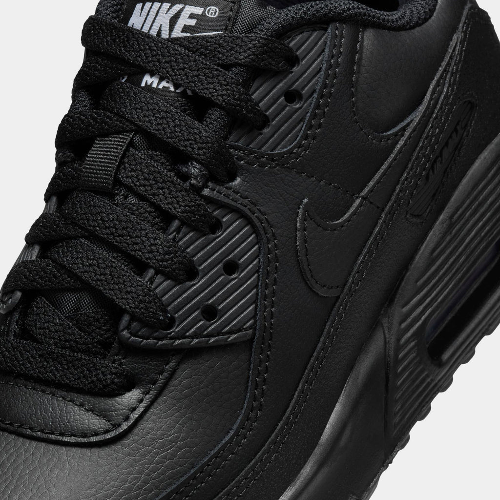 Exclusive Air Max 90 Triple Black Grade School Running Shoes (Black/White) — 3Y — Side View