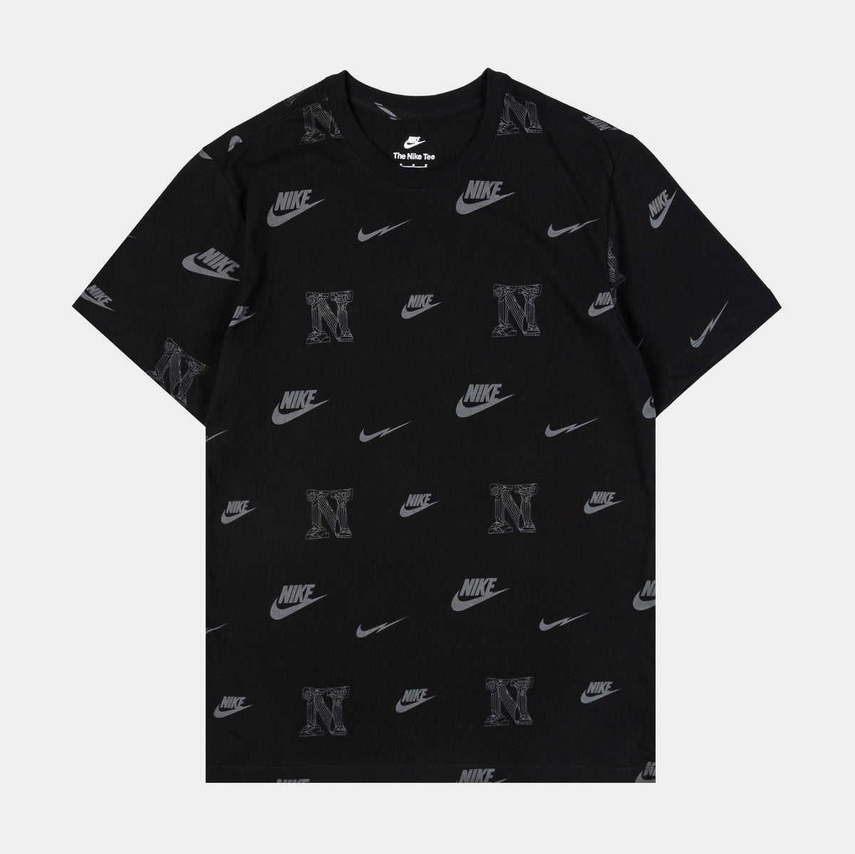 Exclusive NSW All Over Print Graphic Mens Short Sleeve Shirt (Black/White) — S — Front View