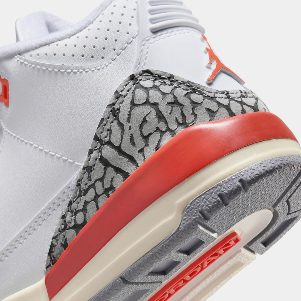 Exclusive Air Jordan 3 Retro Georgia Peach Preschool Lifestyle Shoes (White/Cosmic Clay/Sail/Cement Grey) — 10.5C — Back View