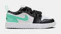 Exclusive Air Jordan 1 Low Alt Preschool Lifestyle Shoes (White/Green Glow/Black) — 10.5C — Front View