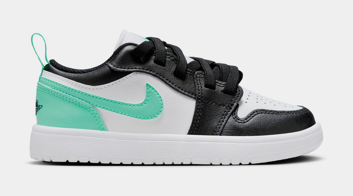 Exclusive Air Jordan 1 Low Alt Preschool Lifestyle Shoes (White/Green Glow/Black) — 10.5C — Front View