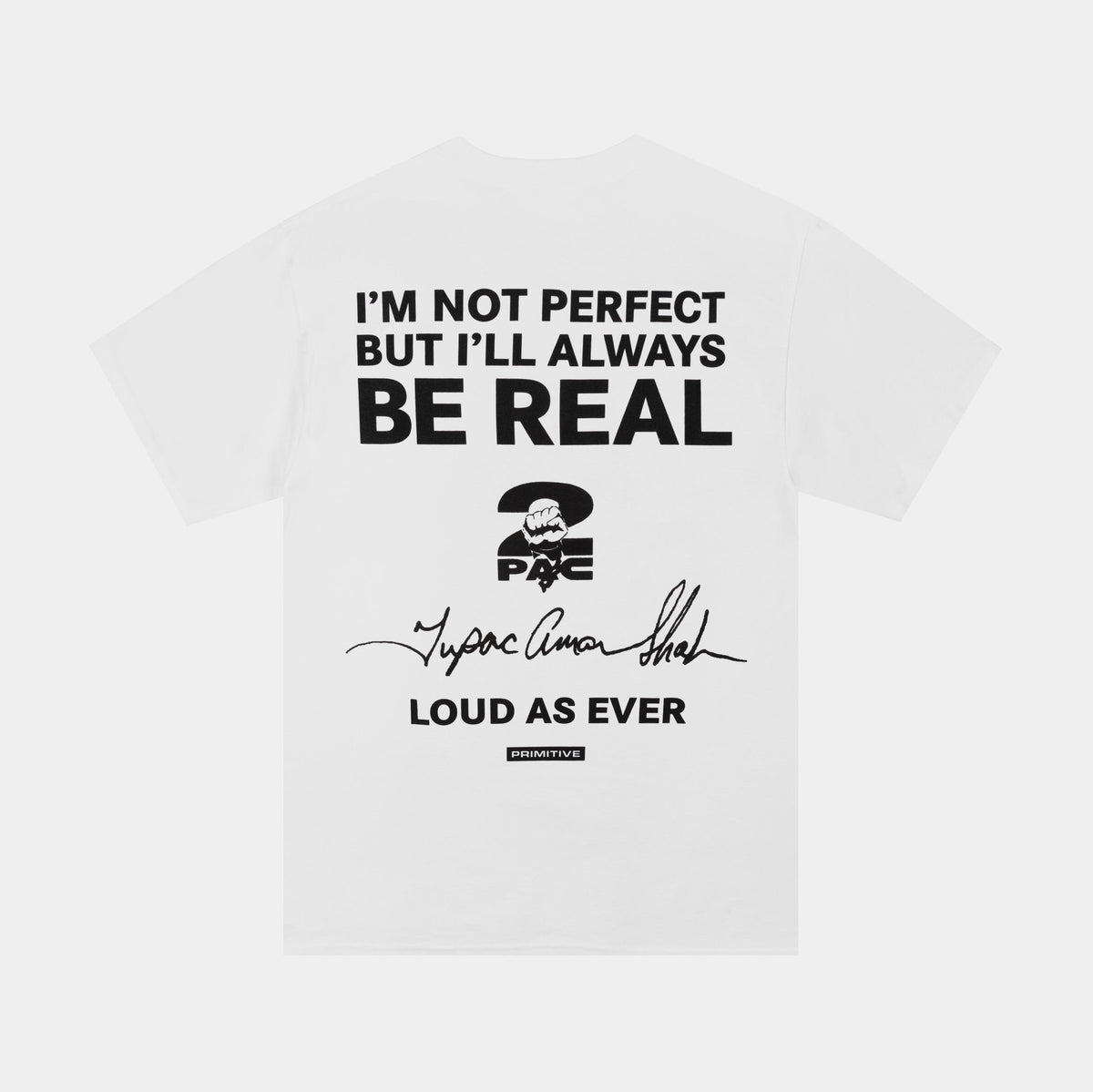 Exclusive Tupac Truth Mens Short Sleeve Shirt (White/Black) — S — Side View