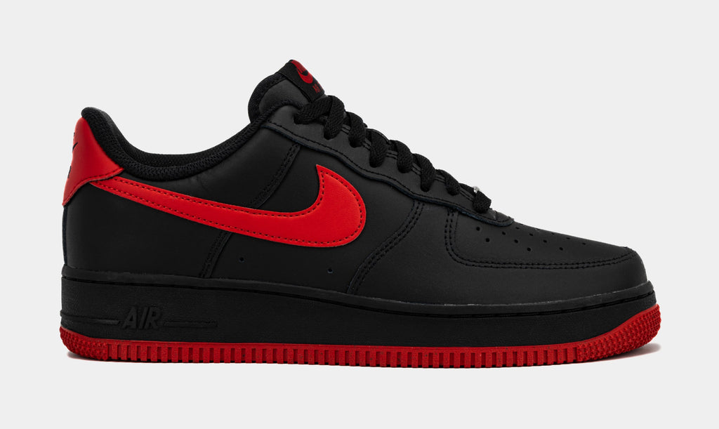 Exclusive Air Force 1 Low Bred Mens Basketball Shoes (Black/University Red) — 6 — Front View