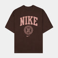 Exclusive NSW Essential Campus Womens Short Sleeve Shirt (Brown) — XS — Front View