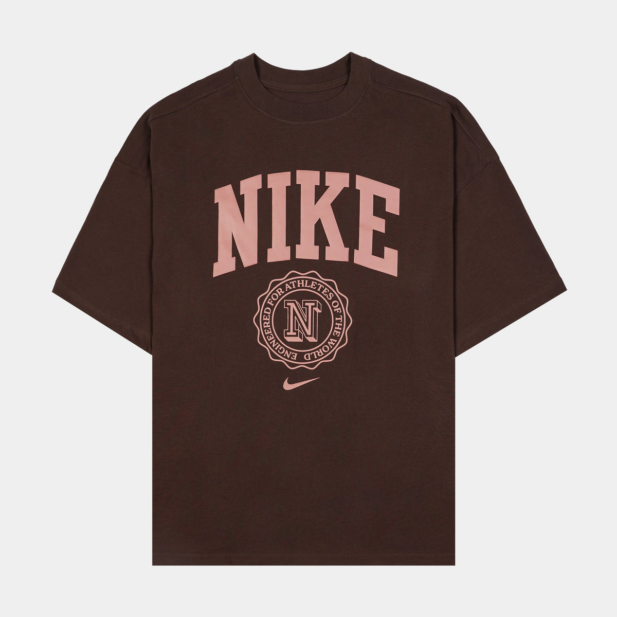 Exclusive NSW Essential Campus Womens Short Sleeve Shirt (Brown) — XS — Front View