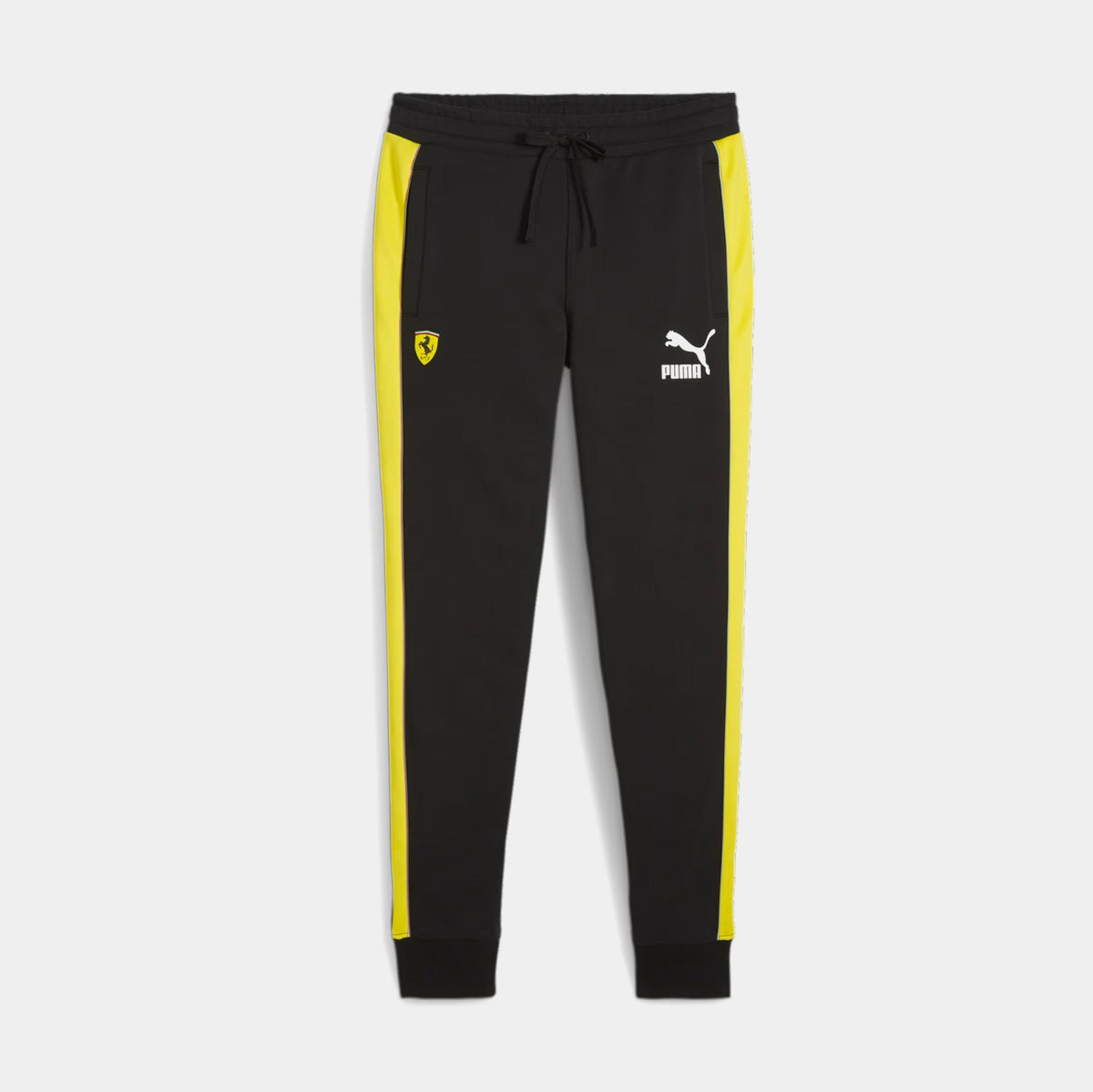 Exclusive Scuderia Ferrari Iconic T7 Motorsport Mens Track Pants (Black) — S — Front View
