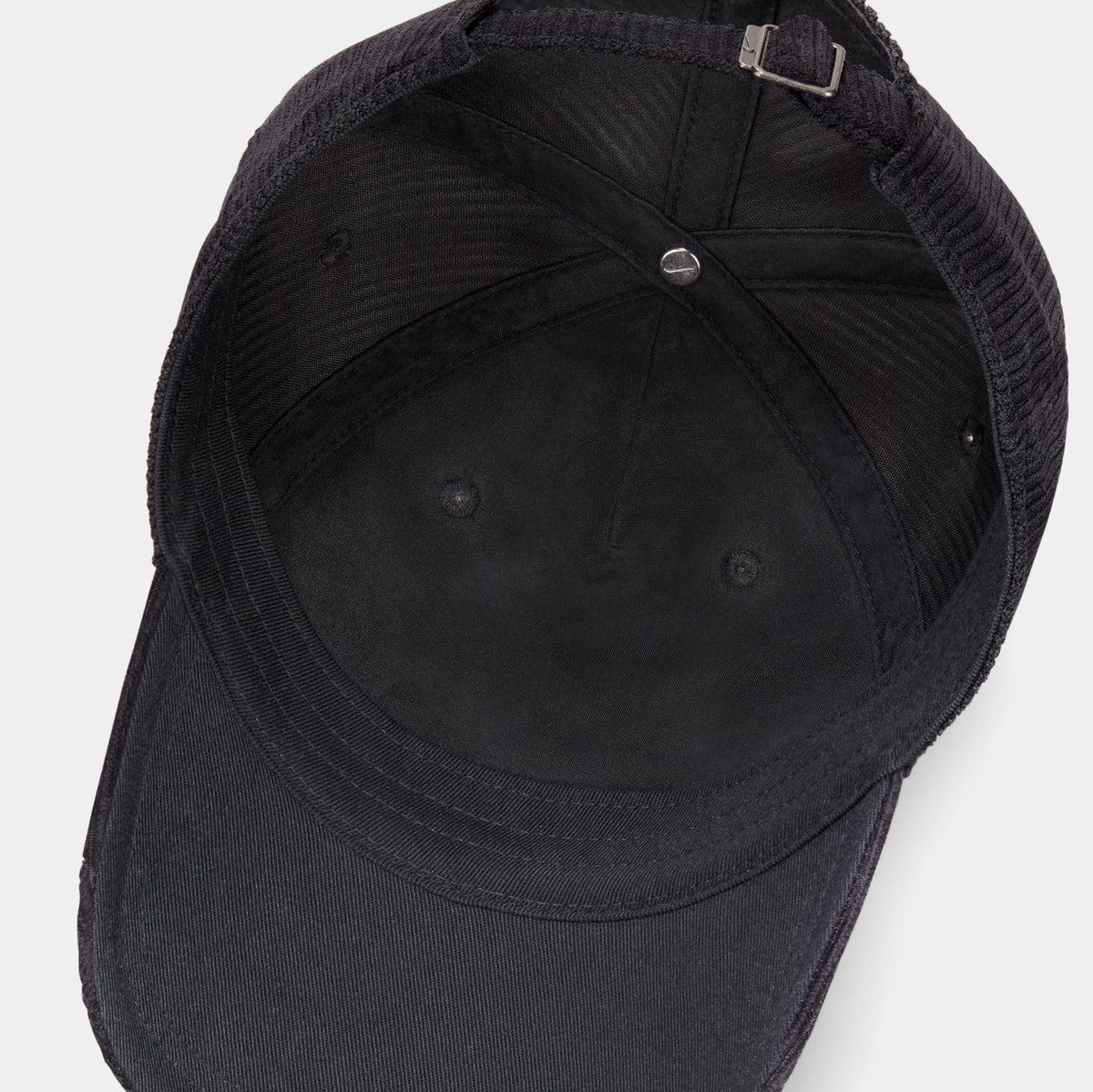 Exclusive Unstructured Corduroy Cap Mens Hat (Black) — S/M — Side View