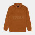 Exclusive Essentials Rugby Mens Long Sleeve Shirt (Tan) — S — Front View
