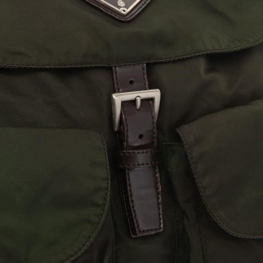 Prada Double Front Pocket Backpack Tessuto Khaki Nylon Backpack Bag (Pre-Owned)