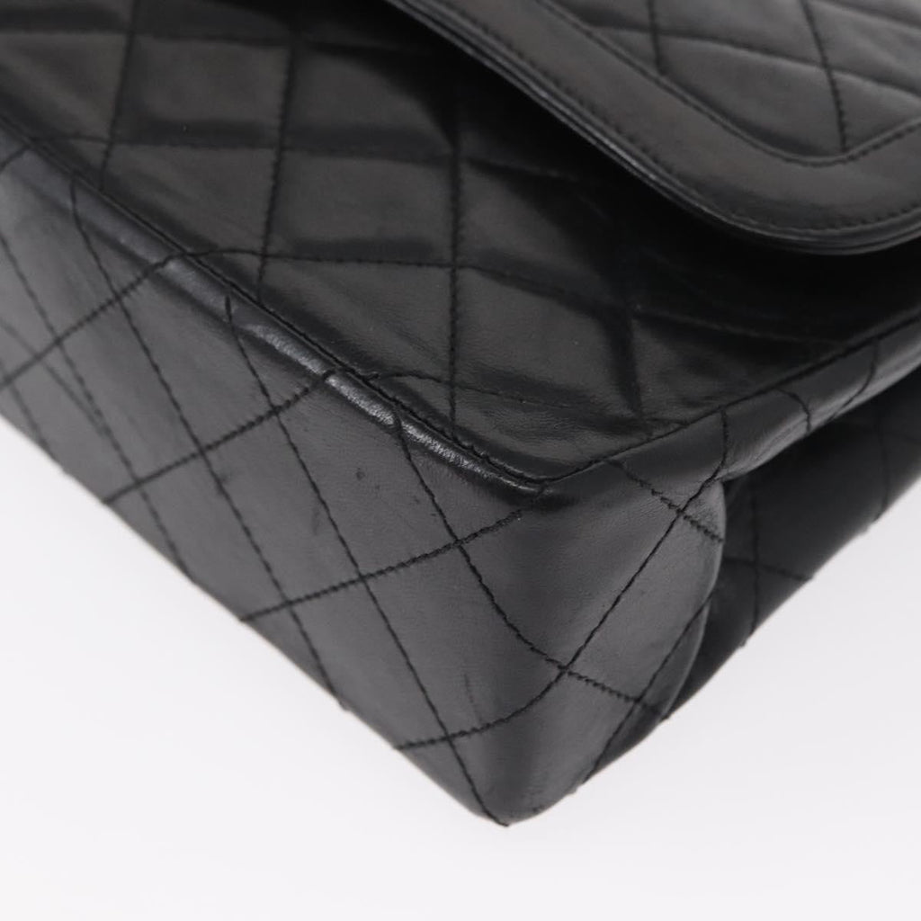Chanel Vintage Two Tone Cc Flap Bag Quilted Lambskin Black Leather Shoulder Bag Bag (Pre-Owned)