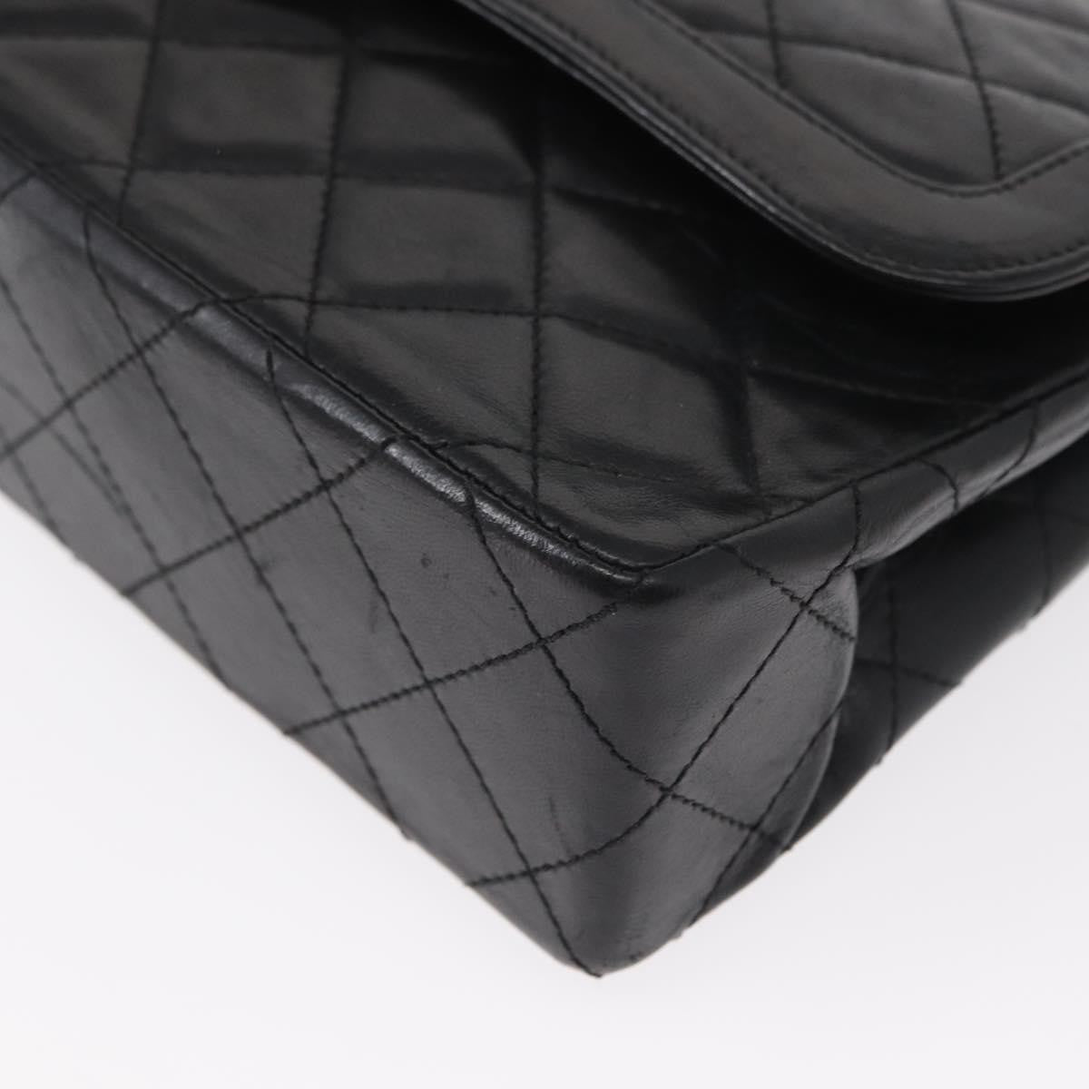 Chanel Vintage Two Tone Cc Flap Bag Quilted Lambskin Black Leather Shoulder Bag Bag (Pre-Owned)