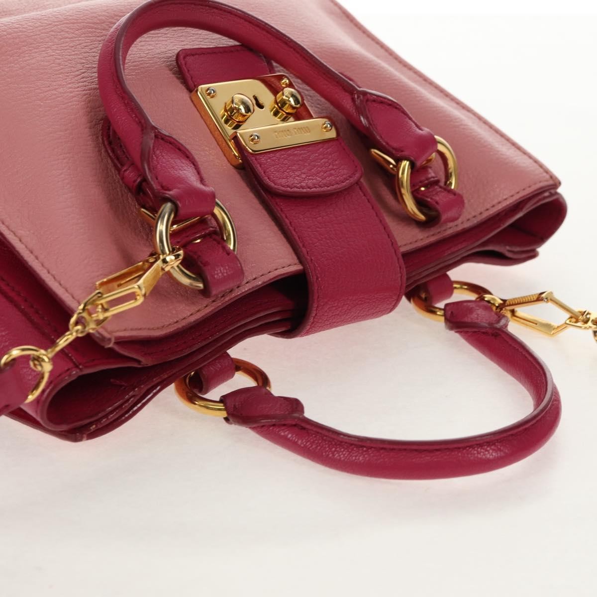 Miu Miu Madras Convertible Lock Tote Leather Pink Leather Handbag (Pre-Owned)