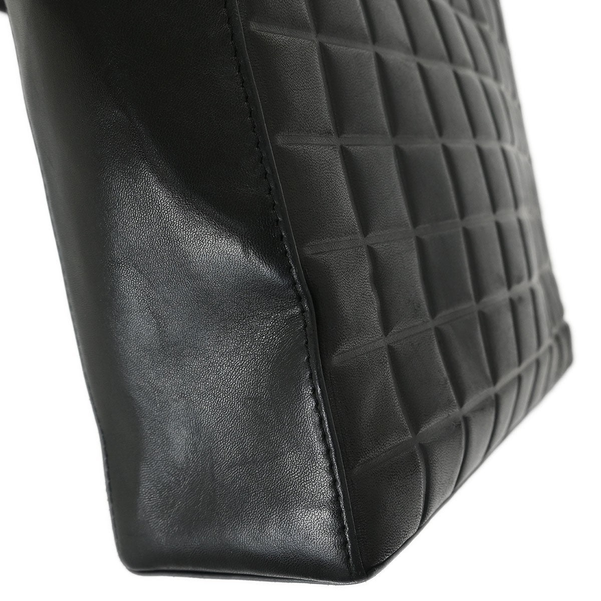 Chanel Chocolate Bar Cc Tote Quilted Leather Black Leather Tote Bag Bag (Pre-Owned)