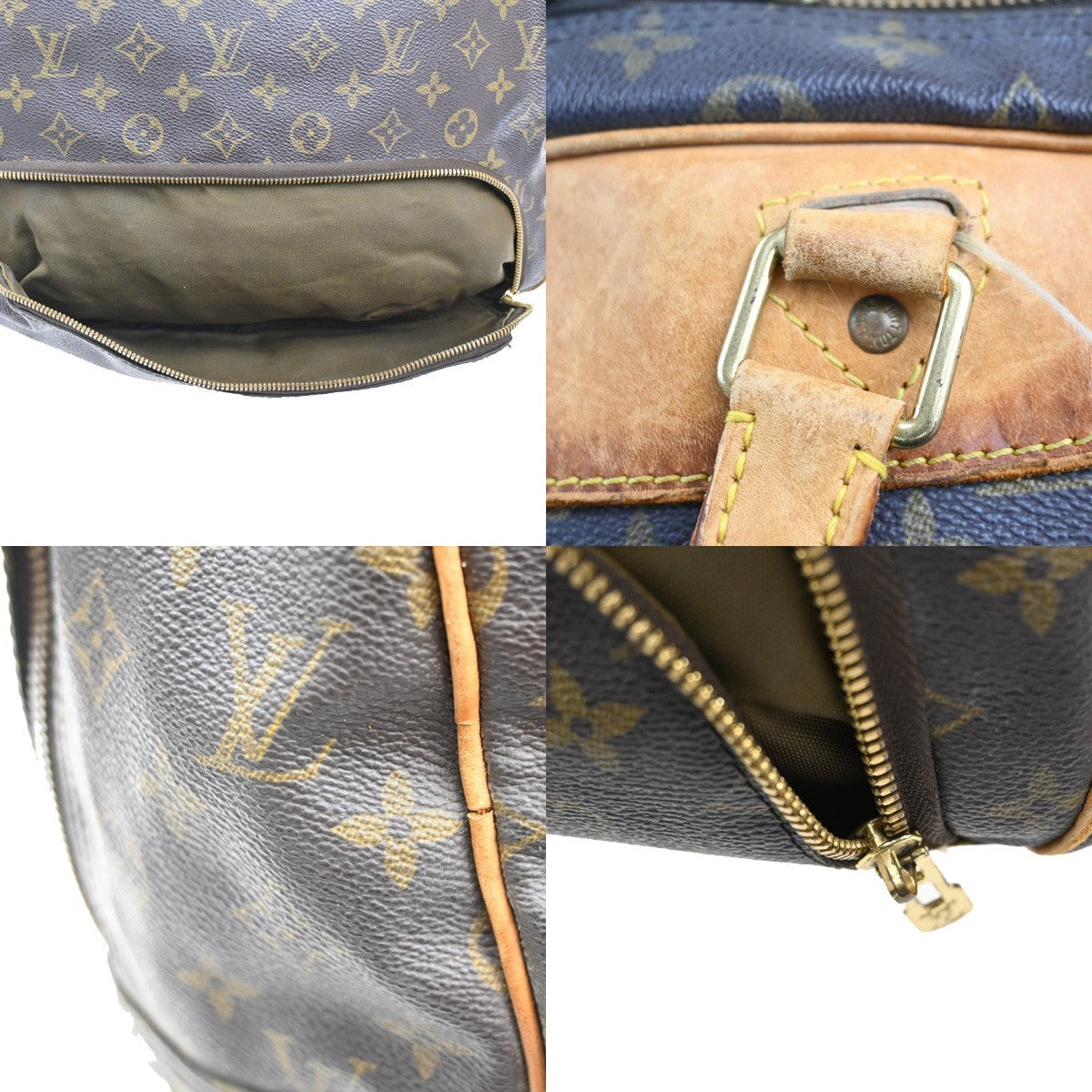 Louis Vuitton Evasion Travel Bag Monogram Canvas Brown Leather Bag (Pre-Owned)