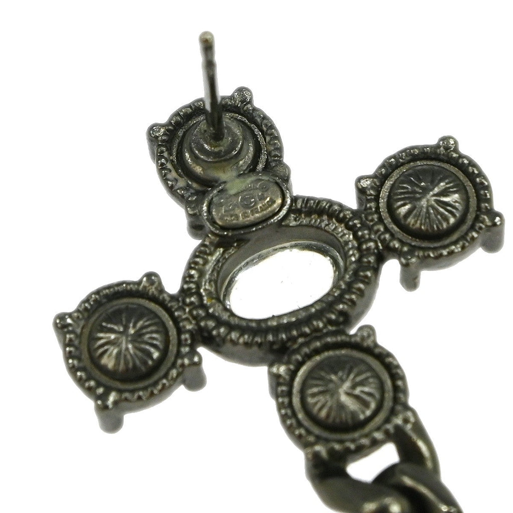Chanel Cc Dangle Earrings Metal With Crystals Silver Silver_Plated Earrings Jewelry (Pre-Owned)