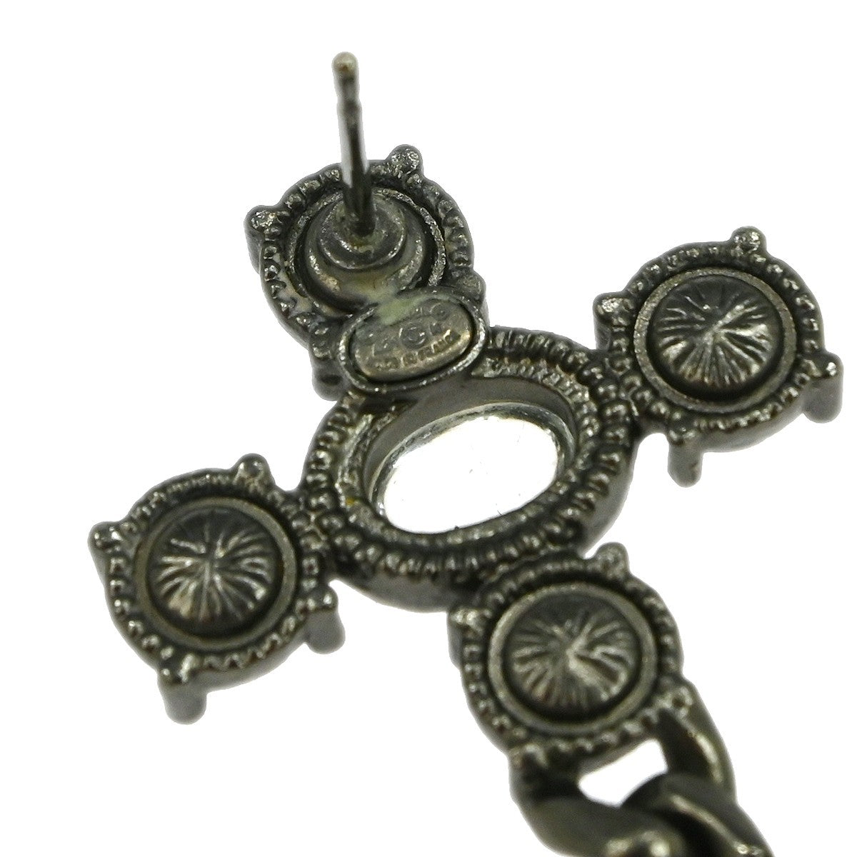 Chanel Cc Dangle Earrings Metal With Crystals Silver Silver_Plated Earrings Jewelry (Pre-Owned)