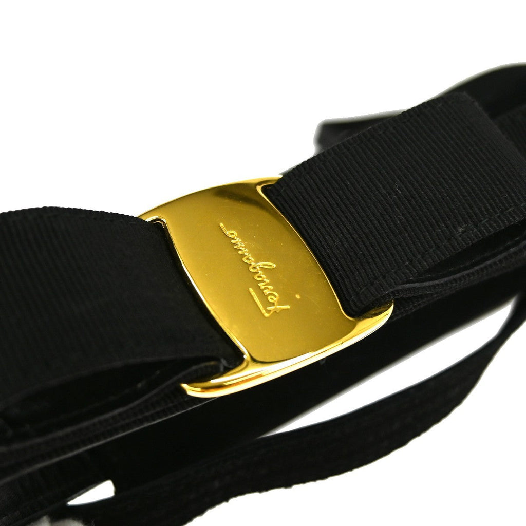 Salvatore Ferragamo Vintage Vara Bow Handle Shoulder Bag Suede Black Suede Handbag (Pre-Owned)