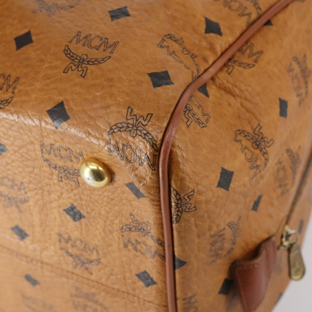 MCM Vicetos Travel Bag Logogram Boston Brown Canvas Travel Bag Bag (Pre-Owned)