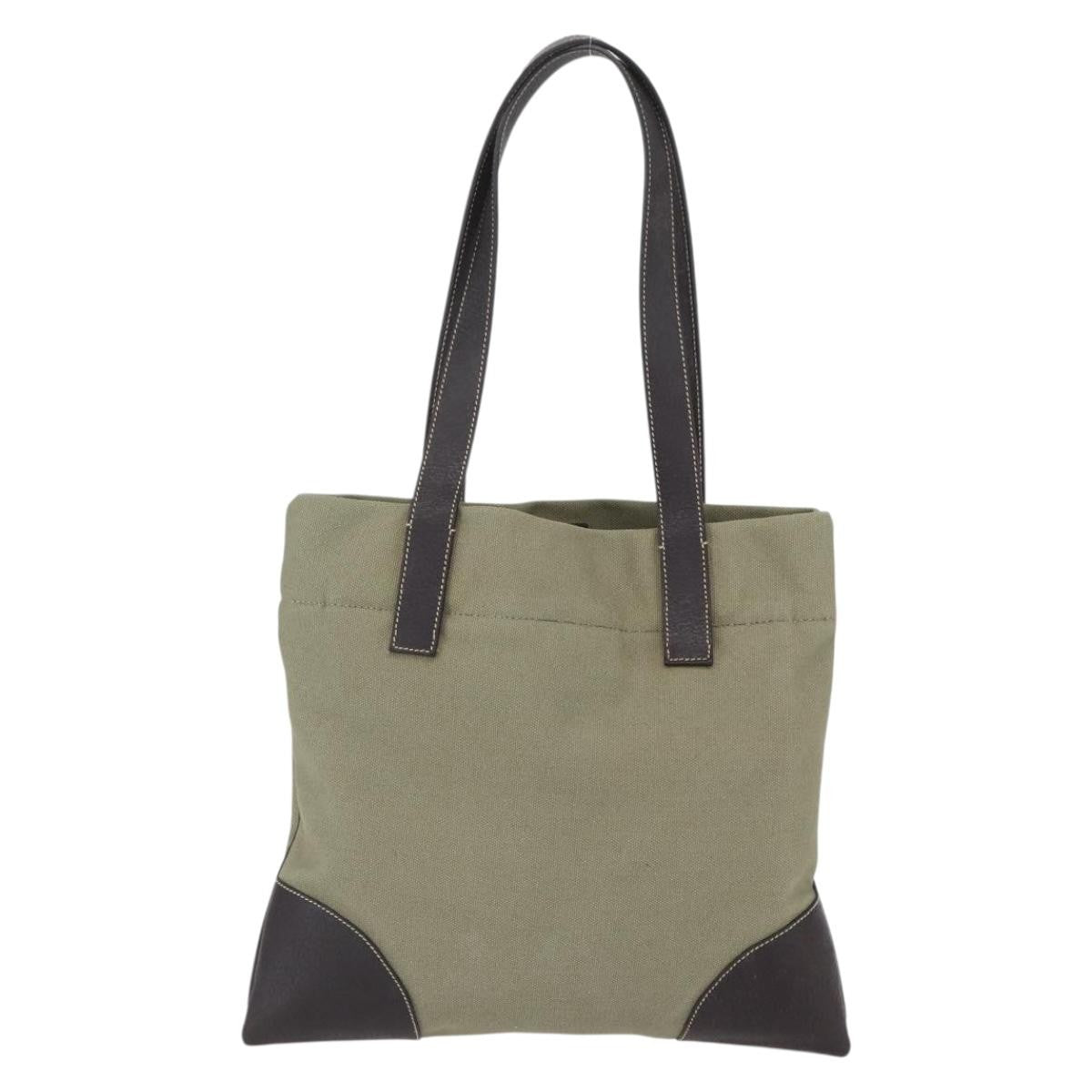 Prada Vintage Tote Canvas Khaki Canvas Tote Bag Bag (Pre-Owned)