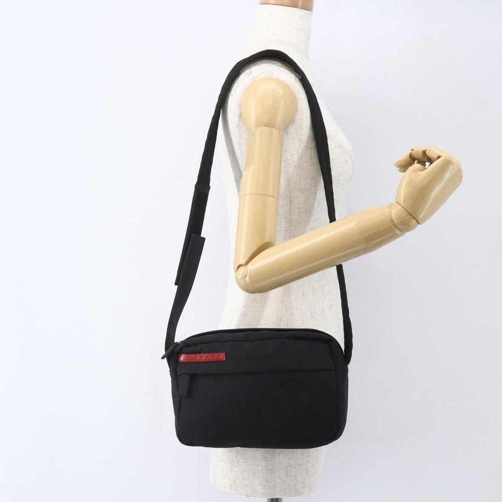 Prada Sport Zip Shoulder Bag Nylon Black Nylon Shoulder Bag Bag (Pre-Owned)